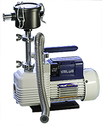 Value VRI-4 dual stage rotary vacuum pump 4m3/hr, KF16, 230v/50Hz
Complete with all metal connection hardware, rotary pump oil and oil mist filter
for Cressington 108manual Sputter Coater with air as process gas.
